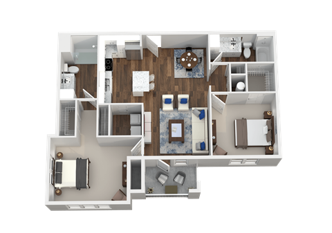 Floor plan for 2 beds, 2 baths, 1210 sqft